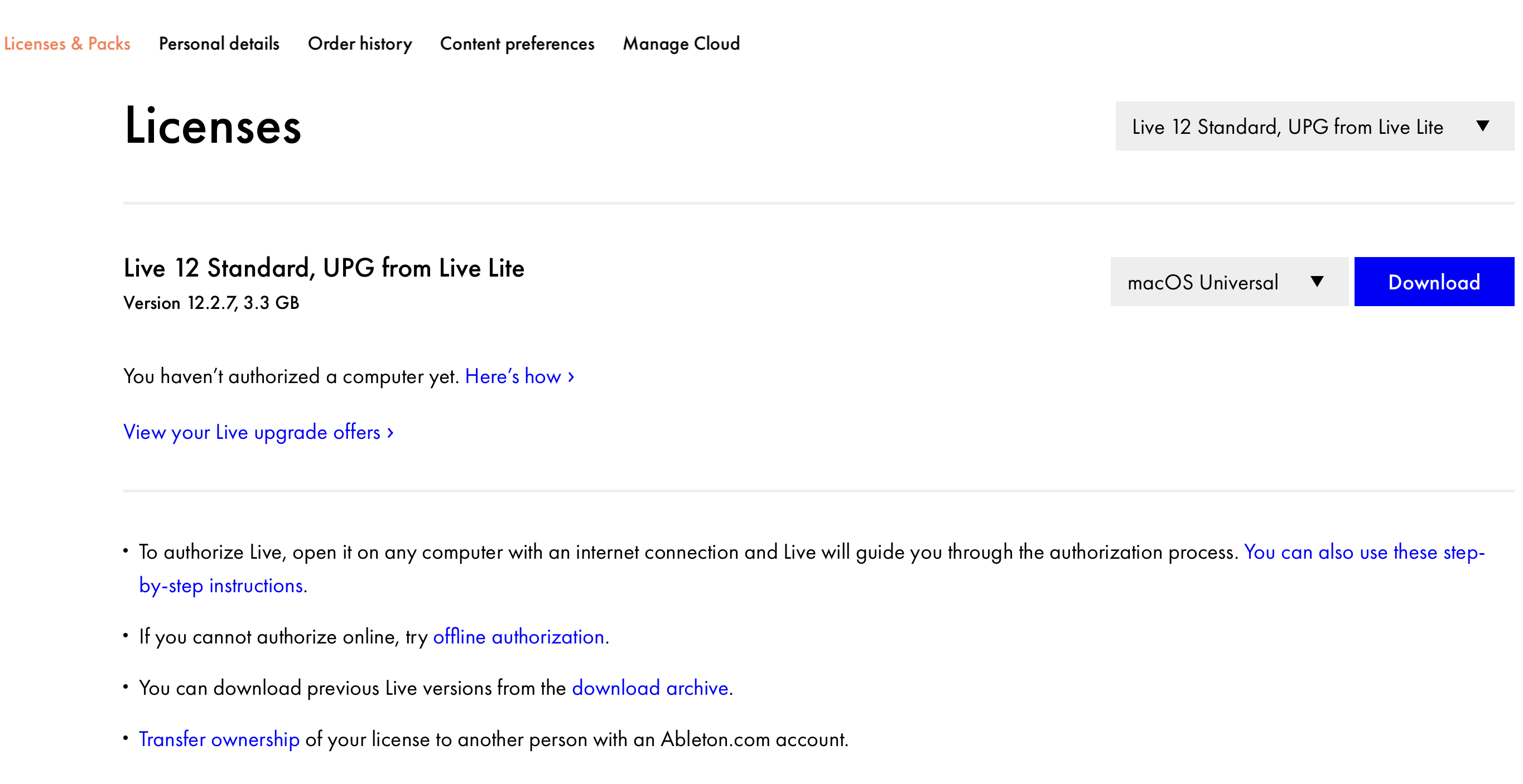 Ableton Ableton Live 12 Standard (Upgraded from Live Lite)